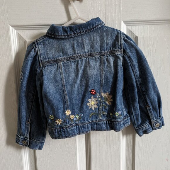 Baby Floral Embroidered GAP Kids Denim Jacket for Spring - Picture 7 of 8